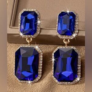 Elegant Blue and Gold Drop Earrings
